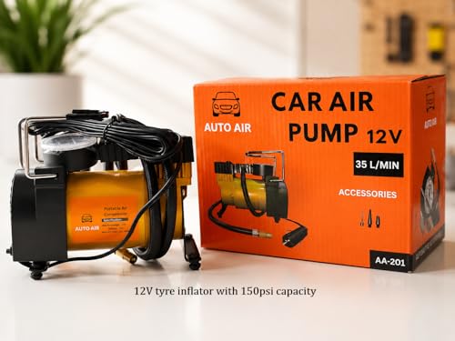 Image of Tubeless Tyre Punture Repair Combo Kit with 12V Air Pump, A Kit & Vulcanising Solution | Easy to Use | Portable | Compatibile to Scooter, Motorcycles, and Passenger Cars