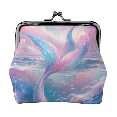 Pu Leather Buckle Coin Purse Fantasy-Mermaid-Glitter Girls Kiss-Lock Change Purse Wallets - Main Image