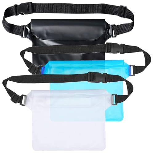 MLPKOI Bolsa Impermeable 3 Pack, Bolsa estanca, Riñonera Impermeable al Agua con cinturón Ajustable, para Deportes Acuatica, Playa, Natación, Conducción, Natación, Campamento, Kayak, Mar etc