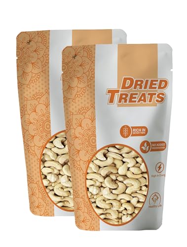 Image of Dried Treats Kaju (Cashew) 500 Grams (250 Grams X 2) for All Ages | High in Protein and Boosts Energy and Build Immunity | Healthy Nutritious Cashew Nut | Delicious Vegan & Crunchy Kaju Nut for Cooking and Raw Eating
