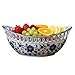 Aimusego Blue and White Porcelain Fruit Bowl, Hand Painted Floral Retro Hollow Ceramic Fruit Tray Plate Dish, Colander, Chinoiserie Oval Decorative Candy Serving Basket for Housewarming