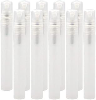 Symbah Mini Spray Bottles 10 ML (Pack of 10 ) Refillable Empty Plastic Bottles with Lids Fine Mist Travel atomiser Bottle Perfect for Cosmetic, Hand Sanitizer, Essential Oil