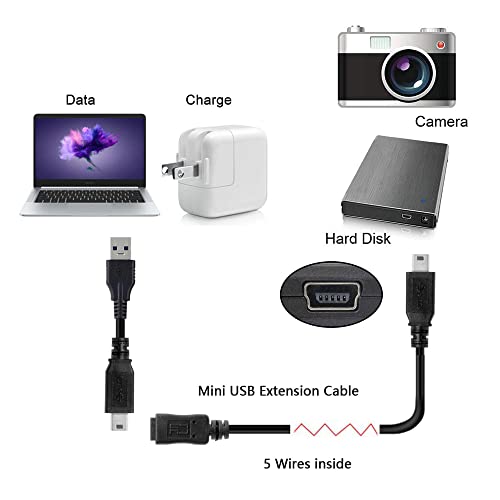 NFHK USB 2.0 Hi Speed Mini USB 5Pin Male to Female Extension Adapter Cable 150cm, Black - Image 2