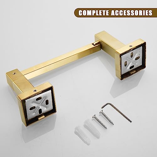Leyden Brushed Gold Toilet Paper Holder, Modern Wall Mounted Toilet Tissue Holder for Bathroom, Square Double Base Toilet Roll Holder by Leyden - Used condition - Image 5
