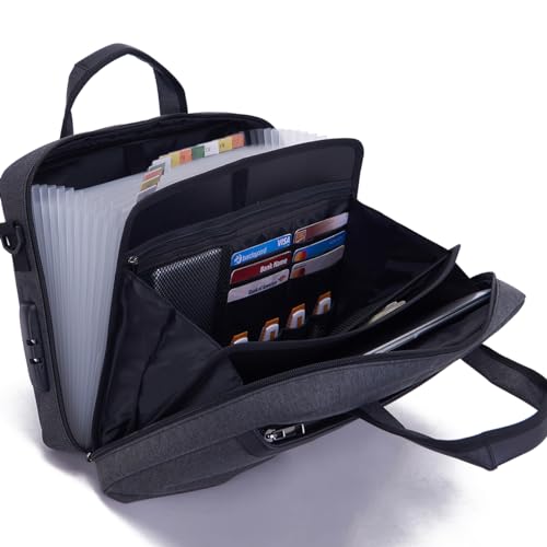 Organizador de arquivos sanfonado de cadeado combinado com alça, pasta de arquivos expansível de 12