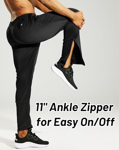 MIER Men’s Sweatpants with Pockets, Athletic Training Track Jogger, Soccer Warm-up Pants with Zipper Ankle2