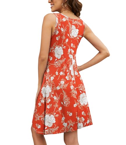 Image of Summer Dresses for Women Casual Sleeveless Swing Sundress with Pockets