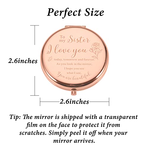 Sisters Gifts For Women From Sister Brother Inspirational Compact Makeup Mirror Anniversary Wedding Gifts For Her Little Big Sister Birthday Gifts For Sister In Law Soul Sister Best Friend Teen Girls #TOP5