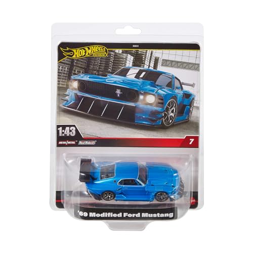 Hot Wheels Premium Ford Mustang voiture à 'échelle 1:43 avec pneus Real Riders et carrosserie et châssis en métal jouet de collection pour adultes et fans HWT04