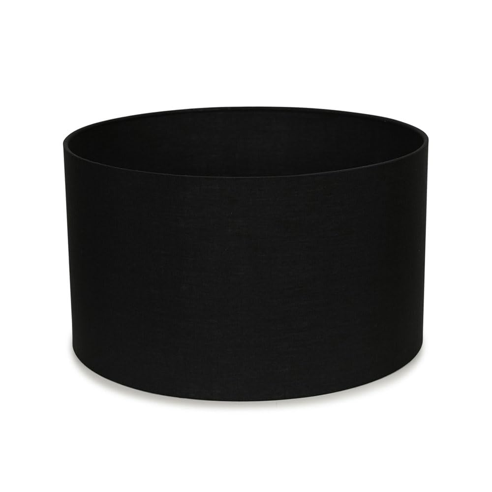 MiniSun | Medium Modern Black Fabric Drum Light Shade | Lamp Shades, Home Décor & Improvement Essential | 35cm Shade Width