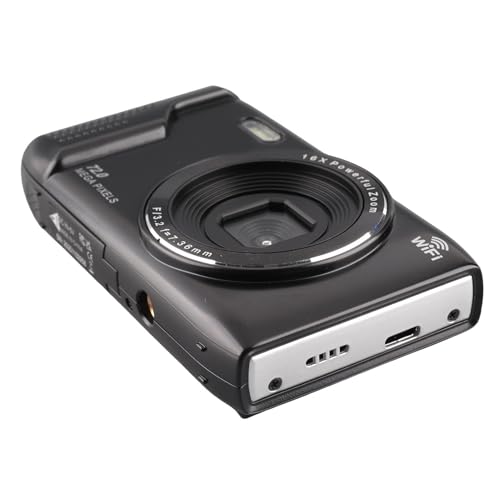 Tbest Appareil Photo Numérique 5K 72MP 16X Zoom AF WiFi Photographie de Voyage (Black)