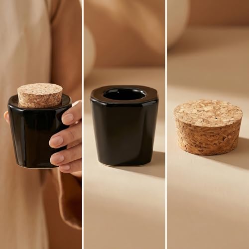 Vaso cerámico para arte de uñas con tapa de corcho miniatura 5