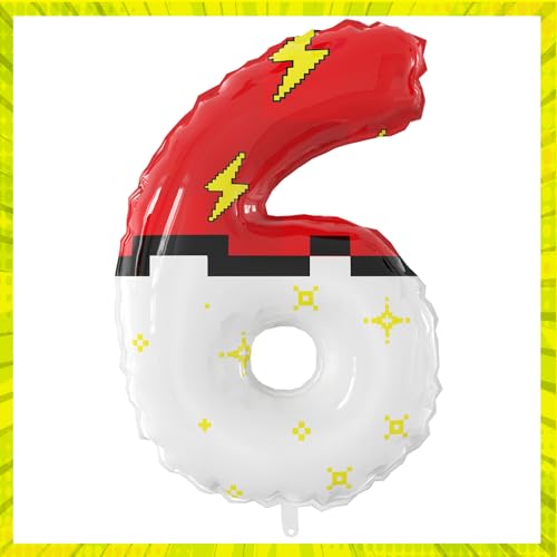SIXONEAIEN Red White Cartoon Theme Nylon Balloons Cartoon Balloons Birthday Party Balloons Decorations Supplies for Kids' Birthday Anniversary Party (Number Nylon 6)