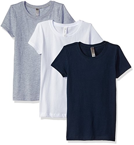 Image of Clementine Apparel Girl's 3 Pack Short Sleeve T Shirts Crew Neck Casual Soft Tees Top - Sizes 3-16
