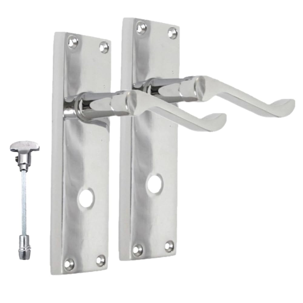 Haven Heritage Victorian Scroll Lever Set – Bright Chrome Interior Hardware in Multiple Styles for Home Renovation | 118mm & 150mm Backplate Options (1 Pair Bathroom Handles – No Sash Lock)