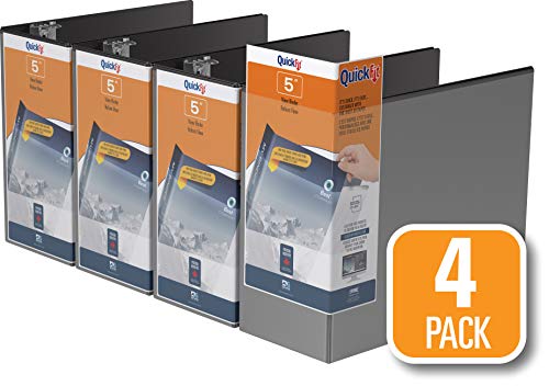 QuickFit View Binder, 5 Inch, Locking Angle D Ring, Black, 4 Pack (87071-04)