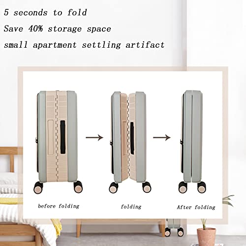 Foldable Suitcase, Hard Expandable Universal Wheels, Shock-Absorbing, Silent, Multi-Level Adjustable Alloy Trolley, Suitable for Traveling (Green 20 inches)3