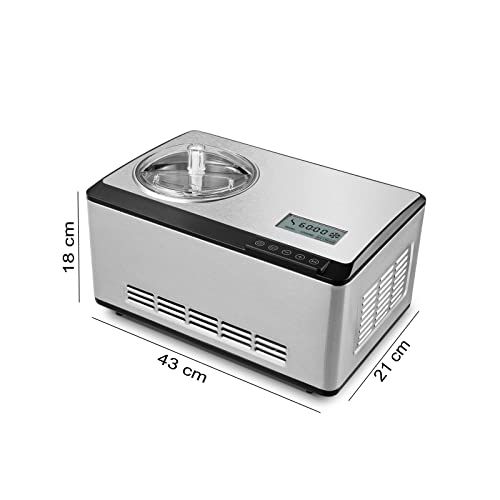 2L Edelstahl Eismaschine mit Kompressor, Speiseeisbereiter Eismaschine Selbstkühlend, 180W starke Leistung und Kein… – Bild 4