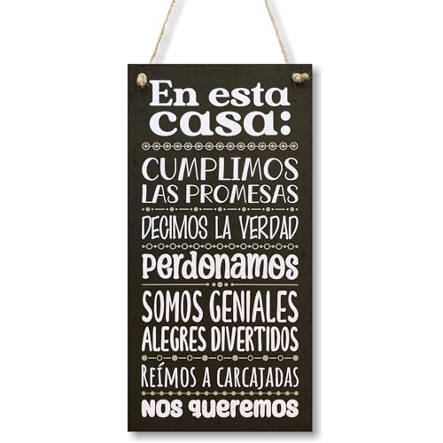 CARISPIBET A quien madruga décoracion para el hogar adorno colgante decorativo para la cocina placa decorativa 30 x 15 cm (En esta casa)