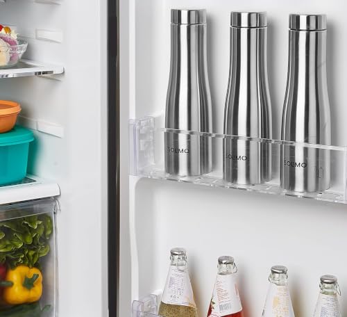 Image of Solimo Water Bottle Quality Hi-Rise Stainless Steel Single Wall 1000ML, Fridge Water Bottle |BPA Free | single wall Leak-Proof, Best for School /Office /Home /College /running (Pack 3)