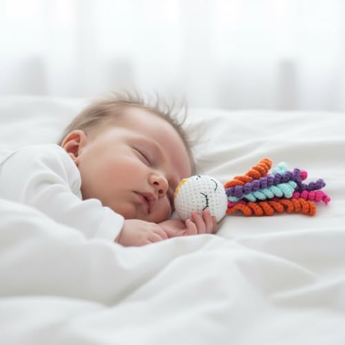 Image of Handmade Crochet Octopus for NICU Baby, Gift for Baby (White and Color) | Preemie Gifts, Scent Bonding Keepsake for Baby, NICU Separation Gift, Soft Comfort Gift for Newborn, NICU Baby Essentials