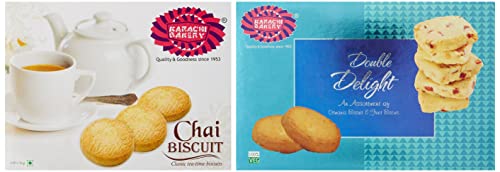 Image of Karachi Bakery Chai Biscuit, 400g , Karachi Bakery Double Delight Fruit Biscuit with Osmania, 400g