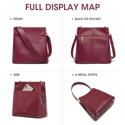 Image of Kattee Leather Handbags for Women 2026, Soft Shoulder Tote Crossbody Purses Bucket Bags with 2 Detachable Straps
