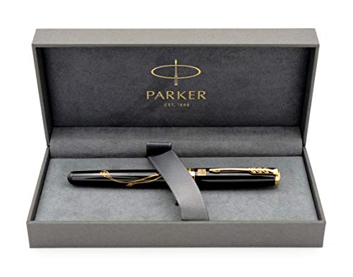 PARKER Sonnet Limited Edition Fountain Pen - Black Lacquer with Gold Trim - Chinese Phoenix Honour of Kings Edition - 18K Solid Gold Palladium Plated Medium Nib - Made in France