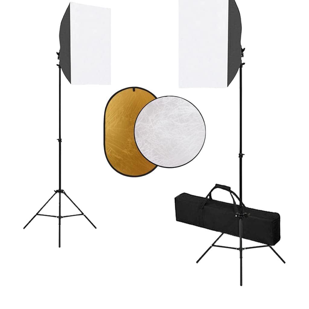 Set da studio fotografico con softbox, lampade da studio, riflettori, treppiedi in acciaio regolabili in altezza e borsa per il trasporto, per fotografia, vlogging, video, ritratti e foto di