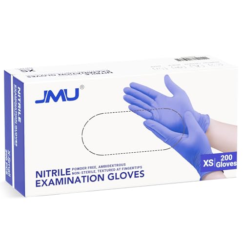 Image of JMU 200 Nitrile Gloves XS, Disposable Latex-Free Powder-Free Medical Gloves | 3.5 Mil Nitrile Exam Gloves, Tear-Resistant, Non-Sterile, Violet Blue