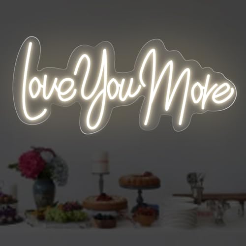 Image of Love you more Neon Sign Romantic Wedding Led Light Bedroom Home Wall Decor Wedding Party Decor Personalized Gift for Her, 15.7 inchx7.1 inch