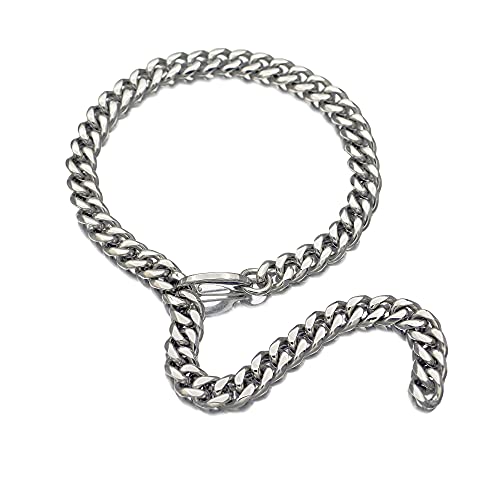 Mens Silver Tone Stainless Steel Hip Hop Miami Chain Curb Cuban Link Rapper Necklace With Tail