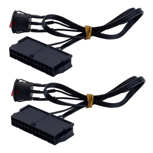 Orivin 2 piezas de comprobador de puente de fuente de alimentación ATX de 24 pines con interruptor de encendido y apagado, luz roja para control de bomba de refrigeración por agua, 52 cm - imagen 2