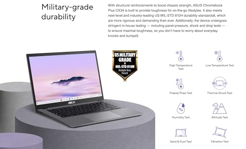 Image of ASUS Chromebook Plus CX34 14.0 inch Touchscreen FHD Display (Intel i3-1215U, Intel UHD, 8GB LPDDR5, 128GB SSD, Backlit KB, WiFi 6, Webcam, Bluetooth 5.4, Chrome OS) (Renewed)