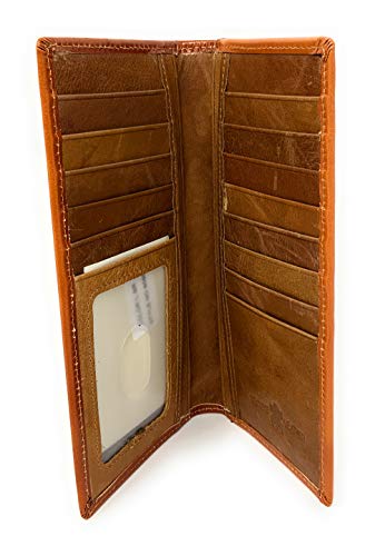 Western Genuine Leather Basketweave Longhorn Metal Concho Mens Long Bifold Wallet in 2 Color (Brown)4