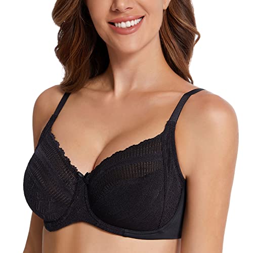 Sheroine Women's Full Coverage Minimizer Underwire Bra Unlined Plus Size Non-Padded Ultrathin Everyday Soft Bras(Black,34Ddd) #TOP1