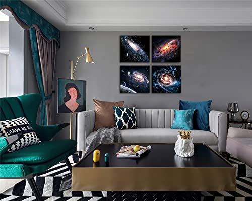 Nebula Pictures Galaxy Wall Art - Dark Sky Universe Prints/ Framed Outer Space Painting / Solar System Planet Milky Way Photo Wall Decorations Living Room Boys Girls Bedroom Bathroom 12X16 Inch Blue #TOP4
