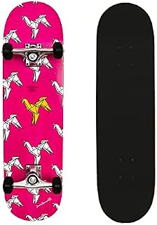 M.Y X-Skate Complete Skateboard 31" Double Kick Beginner Skateboard for Kids Teenagers & Adults 7 Ply Maple Deck ABEC 7 Bearings for tricks and skateparks