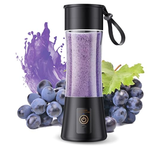 Mini Blender 380ml, 2000mAh USB Rechargeable, Portable Blender with 6 Blades, Mini Blender for Smoothies, Juices, Shakes, Black Mini Blender 380ml, 2000mAh USB Rechargeable, Portable Blender with 6 Blades, Mini Blender for Smoothies, Juices, Shakes, Black