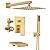 HomGoo Shower System with Tub Spout, All Metal Tub Shower Faucet Set with 10-Inch Rain Shower Head and Handheld Spray combo, Wall Mounted Shower Combo Set with shower valve and Trim kit,Brushed Gold