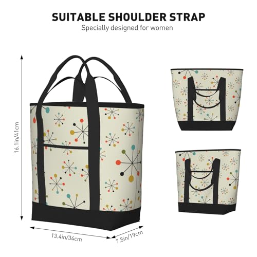 Mid Century Fifties Modern Atomic Retro Insulated Tote Bag – Premium Insulation, Leakproof & Durable, Ideal For Grocery Shopping, Picnics, Food Delivery & Travel3