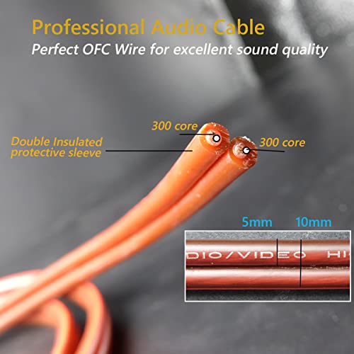 Ucinnovate 2 Pack High-End Pure Copper Hifi Ofc Speaker Wire Cable With Banana Plug, 3M Gold-Plated Banana Tip Plugs Male To Male 600 Strand 14 Awg For Audio Speaker Hifi System Home Theater (9.8Ft) #TOP4