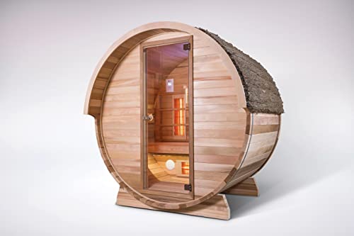 well2wellness Sauna Infrarotkabine Barrel aus Thermo Fichte 150x195x206 (L x B x H)