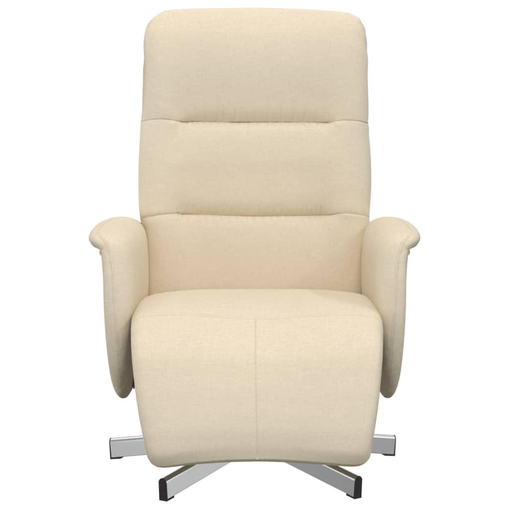 Fotel relaksacyjny z podnóżkiem, kremowy, 71 x 84 x 105 cm, obrotowy, regulowany, z tapicerowanym siedziskiem i podłokietnikami, ergonomiczny, do salonu, biura, czytania, relaksu i wellness