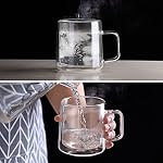 CNGLASS Tasses de café en verre,Doubles coupes de verre isolantes murales avec poignée, Tasses expresso claire pour latte,Cappuccino,Tea Bag (4, 10,1 oz (paquet de 4))