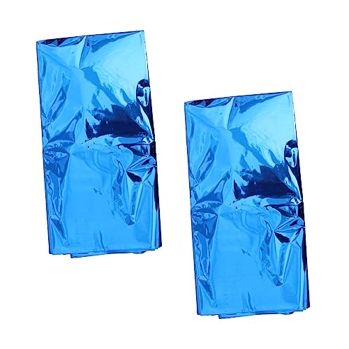 BRIGHTFUFU 2pcs Blue Aluminum Film Tablecloth Waterproof Disposable for Parties Events