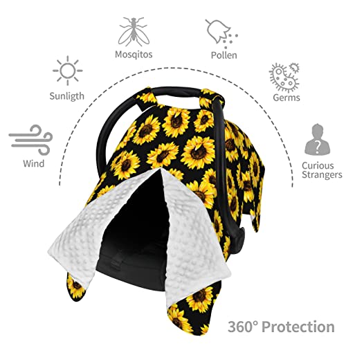 Image of Sunflower Baby Car Seat Canopy Cover 39x27.5 Inches Multi Use Nursing Cover for Newborn Car Seat Canopy Mom Nursing Breastfeeding Covers Newborn Shower Gifts