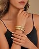 AYWFCBF 2Pcs Gold Bangle Bracelets for Women - 14K Gold Plated Chunky Bangle Stack Hinged Open Wide Cuff Bracelets - Arm Cuff Jewelry for Women #2