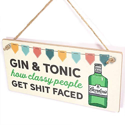 Gin & Tonic How Classy People Get S**t Faced Sign - Gin and Tonic Bunting & Bottle Design