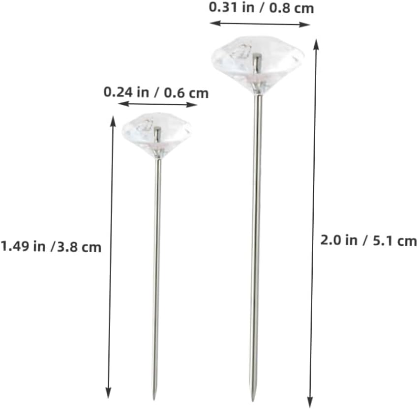 300pcs Diamond Head Straight Pins for Sewing Clothes and Corsages, Small Medium Size Needle Set, Quilting Pins for Wedding Bouquet DIY Craft Accessories